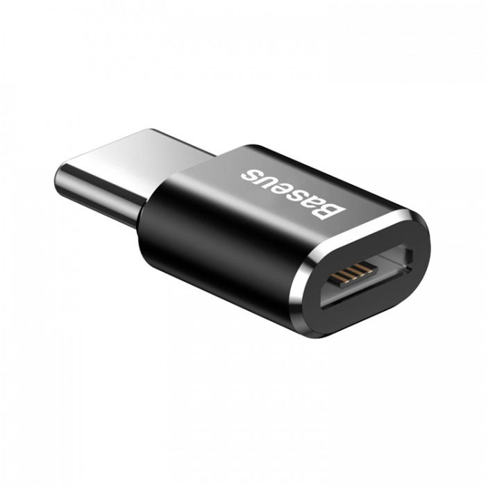 BASEUS - Baseus Mini Micro-USB till USB-C Adapter - Svart