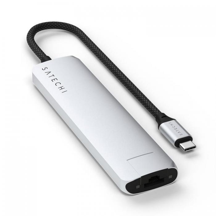 Satechi - Satechi 7-i-1 HUBB USB-C Slim Multiport Adapter med Ethernet - Silver