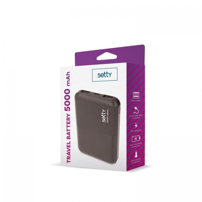 Setty - Setty Powerbank 5000 mAh SPB-05 - Svart