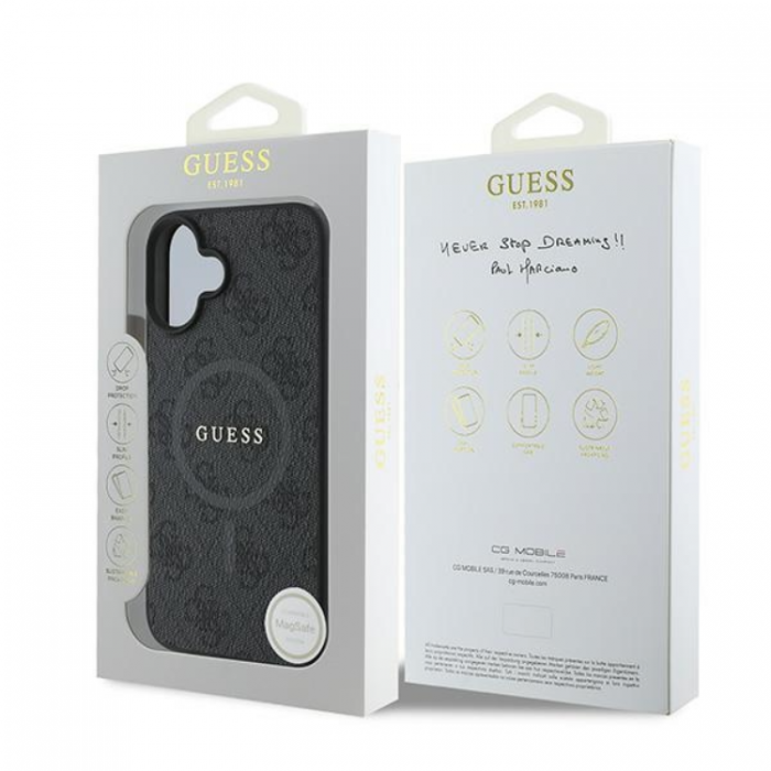 Guess - Guess iPhone 16 Plus Mobilskal Magsafe 4G Ring Classic Logo - Svart