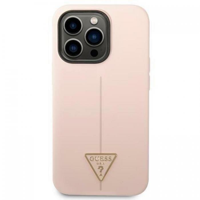 Guess - GUESS iPhone 14 Pro Skal Silicone Triangle - Rosa