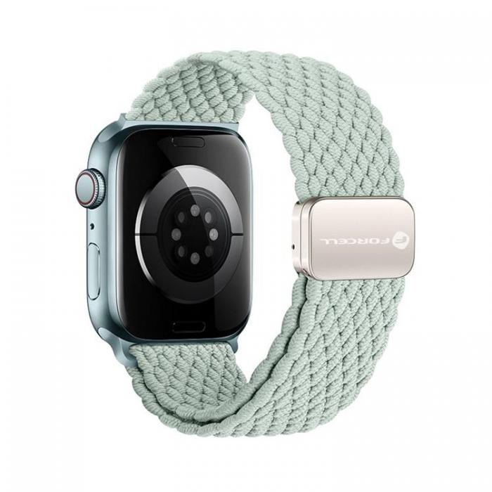 Forcell - Forcell Apple Watch (42/44/45/49mm) Armband Magnetic Nylon - Ljusgrn