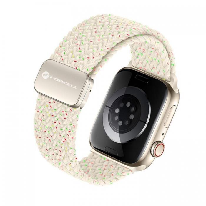 Forcell - Forcell Apple Watch (42/44/45/49mm) Armband Magnetic Nylon - Roseguld