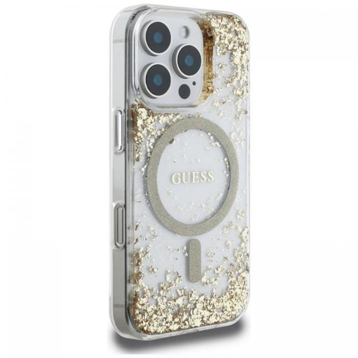 Guess - Guess iPhone 16 Pro Max Mobilskal MagSafe HC Resin Bottom Glitter - Guld