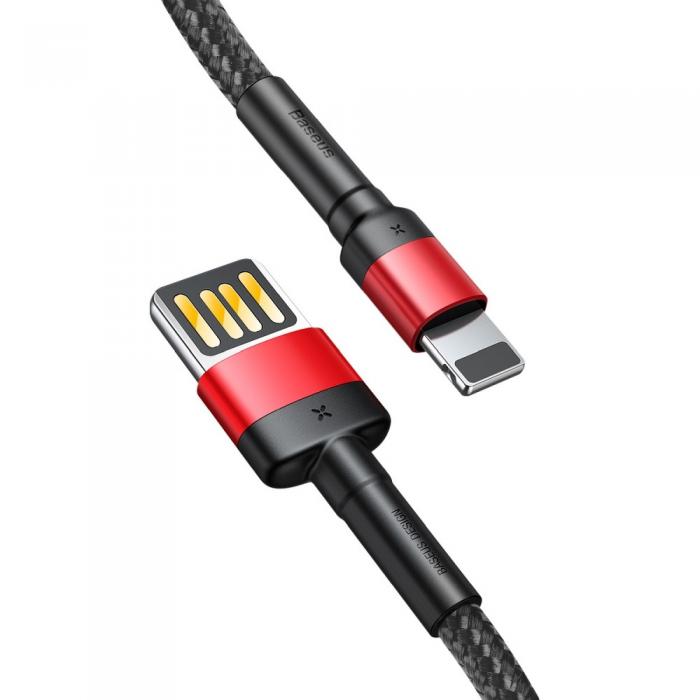 BASEUS - BASEUS Cafule USB-A till Lightning kabel 2,4A 1M Rd+Svart