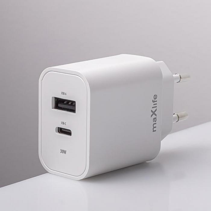 Maxlife - Maxlife Vggladdare USB/USB-C 30W med USB-C/USB-C Kabel PD QC