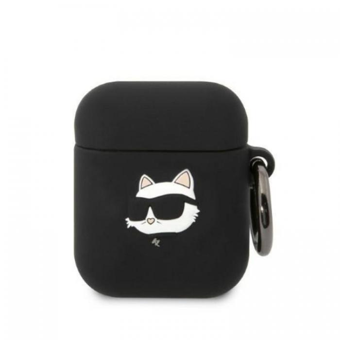 KARL LAGERFELD - Karl Lagerfeld AirPods 1/2 Skal Silicone Choupette Head 3D - Svart