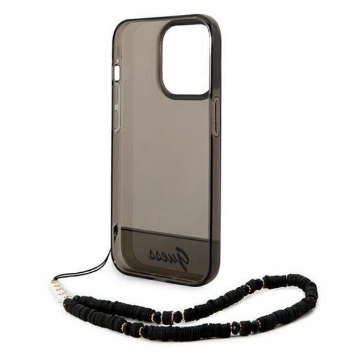 Guess - GUESS iPhone 14 Pro Skal Translucent Pearl Strap - Svart