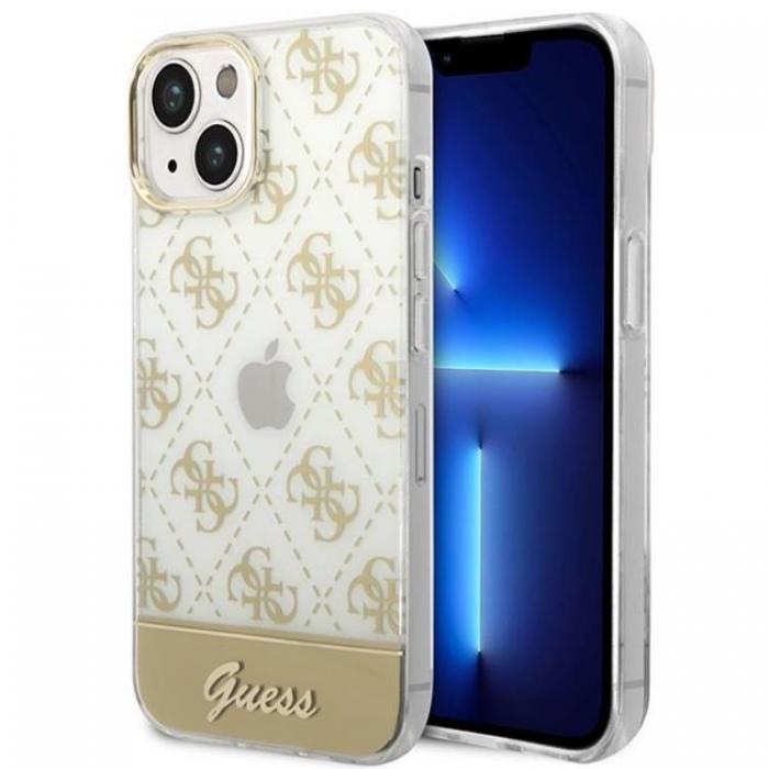 Guess - GUESS iPhone 14 Plus Skal Pattern Script - Guld