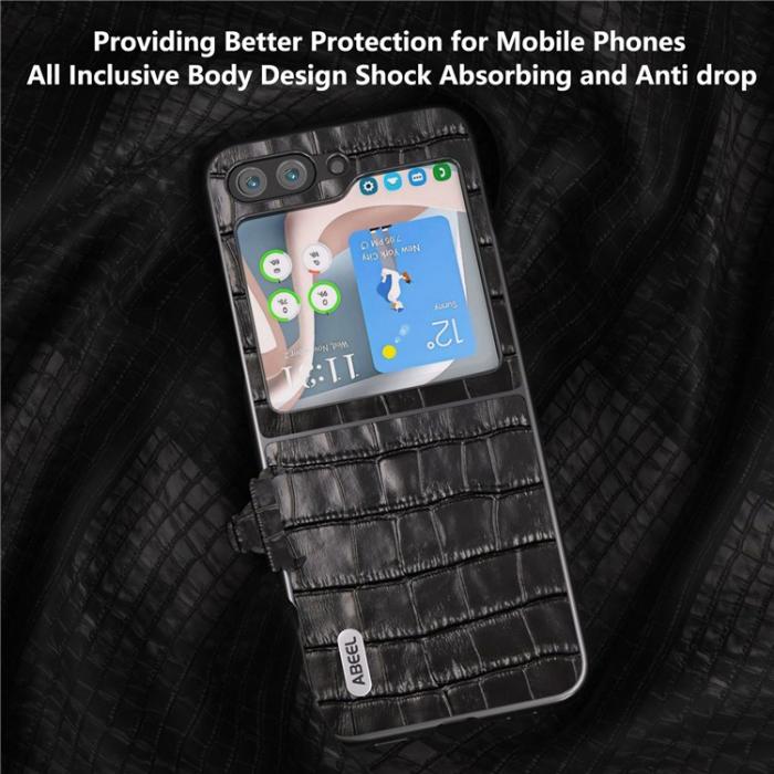 ABEEL - ABEEL Galaxy Z Flip 5 Mobilskal Crocodile Texture - Svart