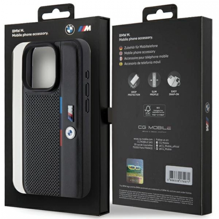 BMW - BMW iPhone 15 Pro Mobilskal Perforated Tricolor Line