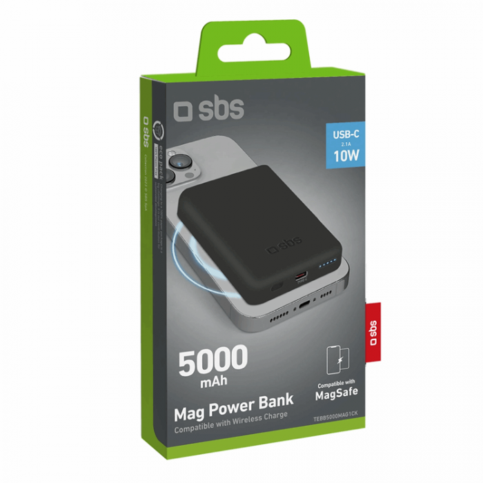 SBS - SBS MagSafe Trdls Power Bank 5000 mAh USB-C - Svart