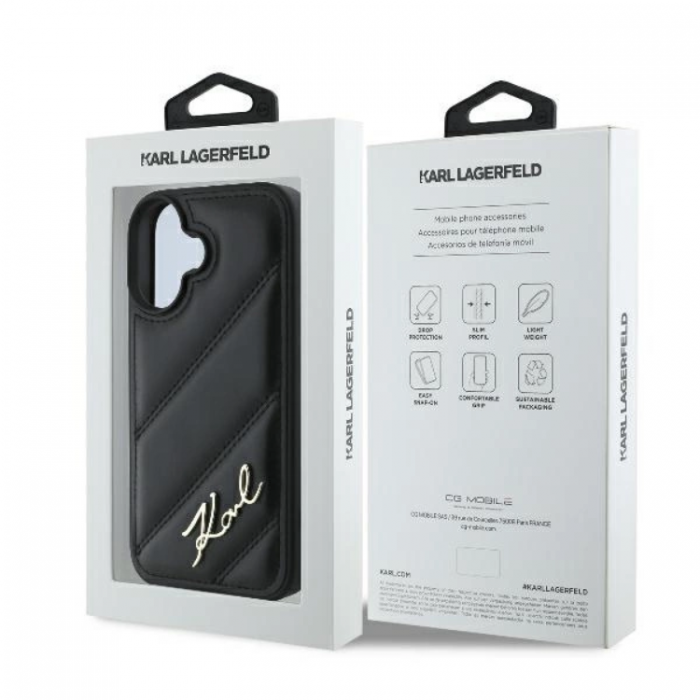 KARL LAGERFELD - Karl Lagerfeld iPhone 16 Mobilskal Quilted Signature - Svart