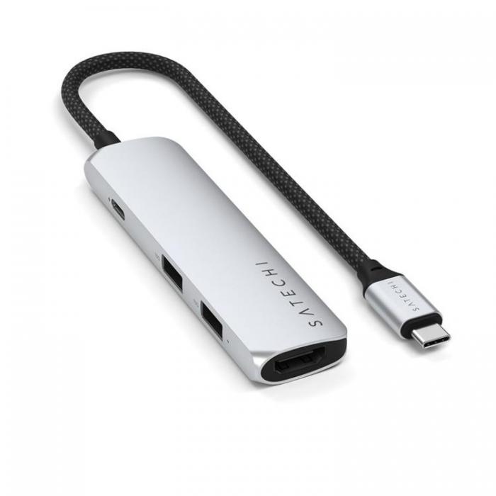 Satechi - Satechi 4-i-1 HUBB USB-C Slim Multiport Adapter 4K - Silver