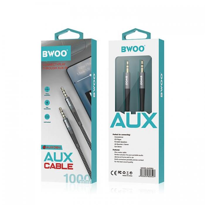 BWOO - BWOO Aux Kabel 1m 3.5mm Jack - Svart