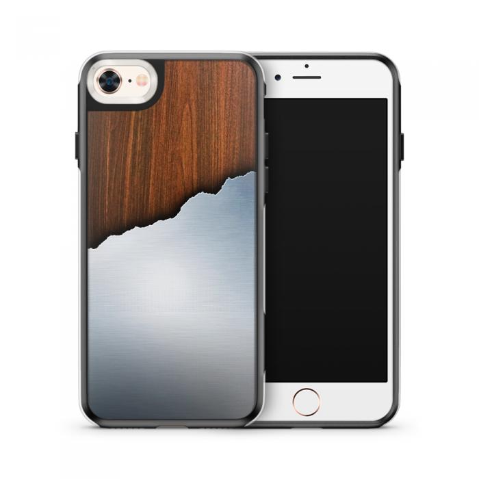 UTGATT5 - Fashion mobilskal till Apple iPhone 8 - Aluminium wood