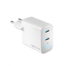 Forever - Forever Väggladdare 2x USB-C 40W GaN PD QC - Vit