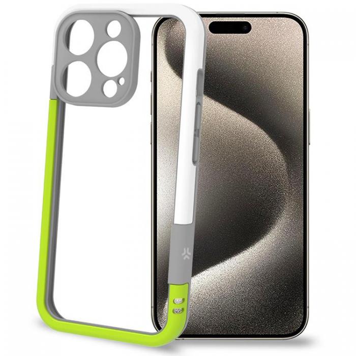 Celly - Celly iPhone 16 Pro Mobilskal Bumper - Vit/Limegrn