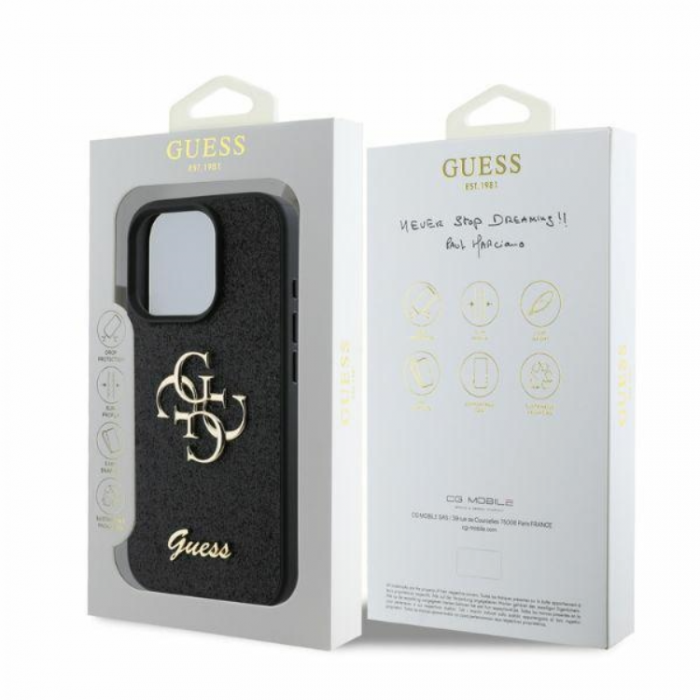 Guess - Guess iPhone 16 Pro Mobilskal Fixed Glitter Big 4G - Svart