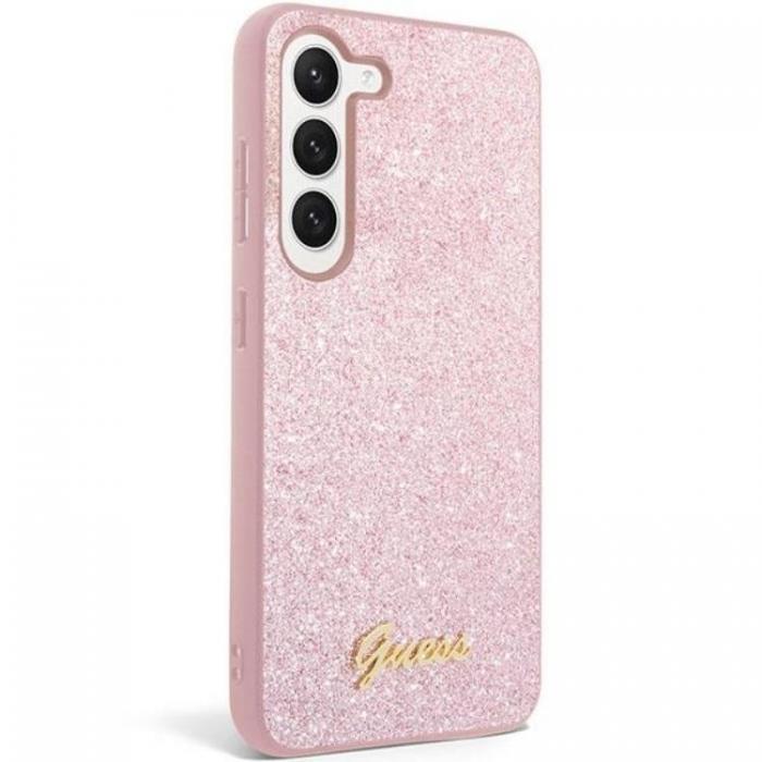 Guess - Guess Galaxy S24 Plus Mobilskal Glitter Script - Rosa