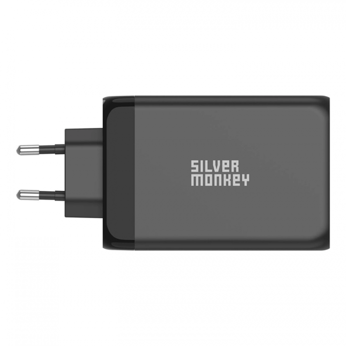 Silver Monkey - Silver Monkey GaN 130W Vggladdare 3x USB-C PD 1x USB-A 3.0 QC