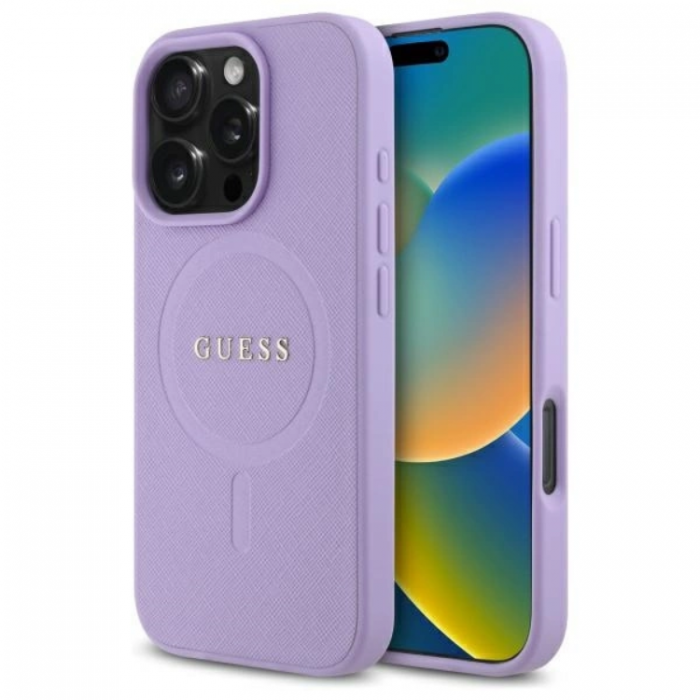 Guess - Guess iPhone 16 Pro Max Mobilskal MagSafe Saffiano - Lila