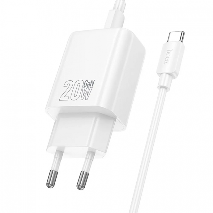 Hoco - Hoco Vggladdare Type C Plus USB-C Till USB-C Kabel 20W - Vit