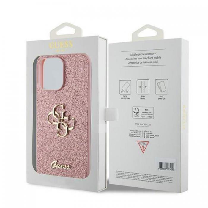 Guess - Guess iPhone 15 Pro Max Mobilskal Glitter Script Big - Rosa