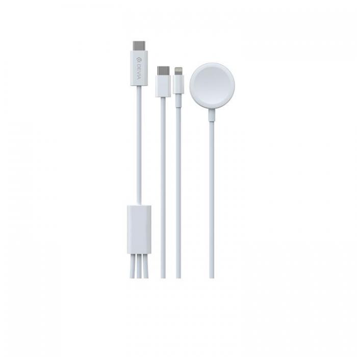 Devia - Devia 3in1 Apple Watch Laddare Med USB-C/Lightning Kabel Smart EA520 - Vit