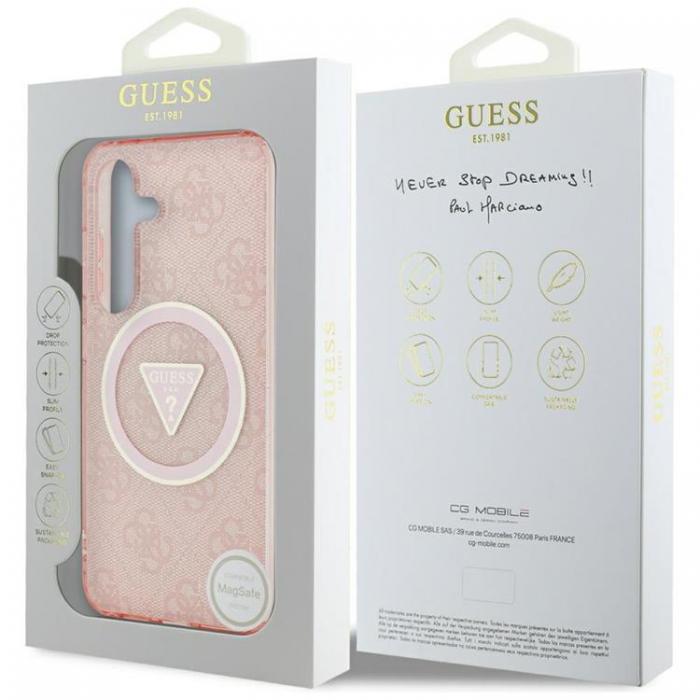 Guess - Guess Galaxy S25 Ultra Mobilskal MagSafe 4G Glitter Triangle Buttons - Rosa