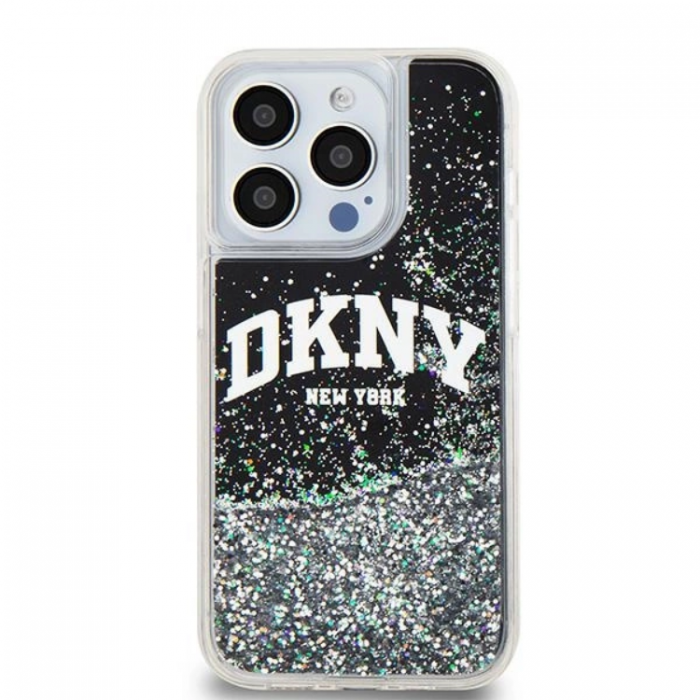 DKNY - DKNY iPhone 14 Pro Mobilskal Liquid Glitter Big Logo - Svart