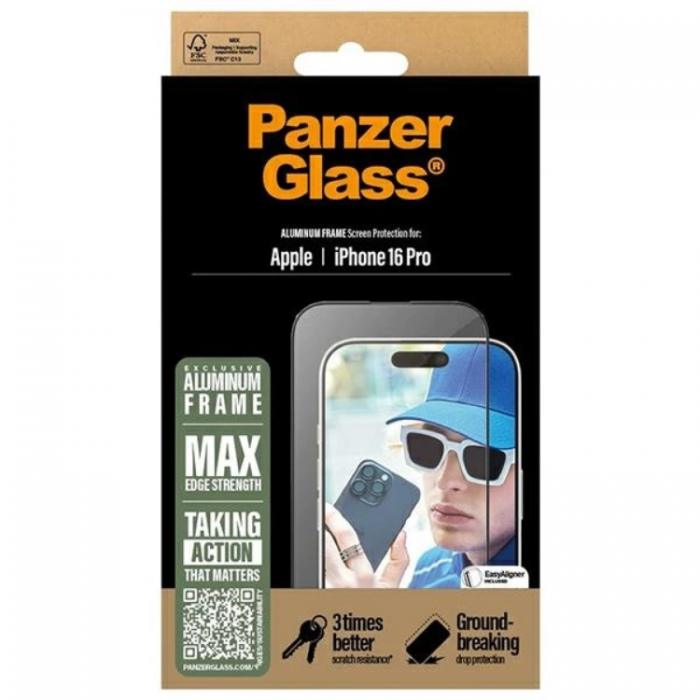 PanzerGlass - PanzerGlass iPhone 16 Pro Hrdat Glas Skrmskydd Ultra-Wide Fit - Clear