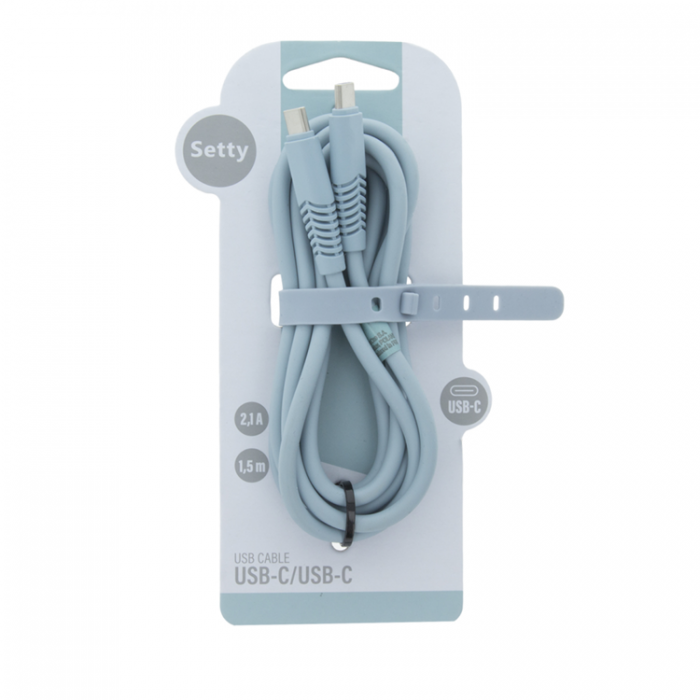 Setty - Setty USB-C Till USB-C Kabel 1.5 m 2.1A KSC-C-1.523 niebieski