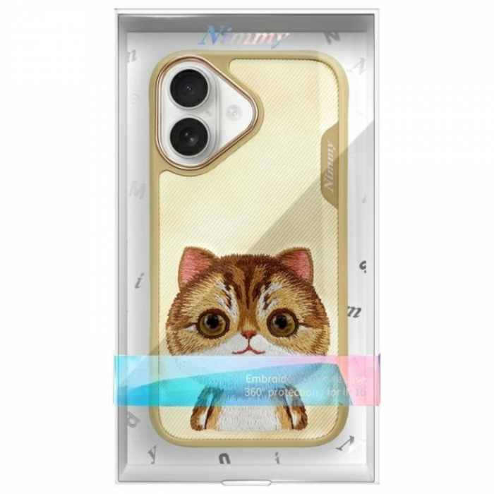 NIMMY - Nimmy iPhone 16 Mobilskal Big Eyed Pet 2.0 Cat - Khaki