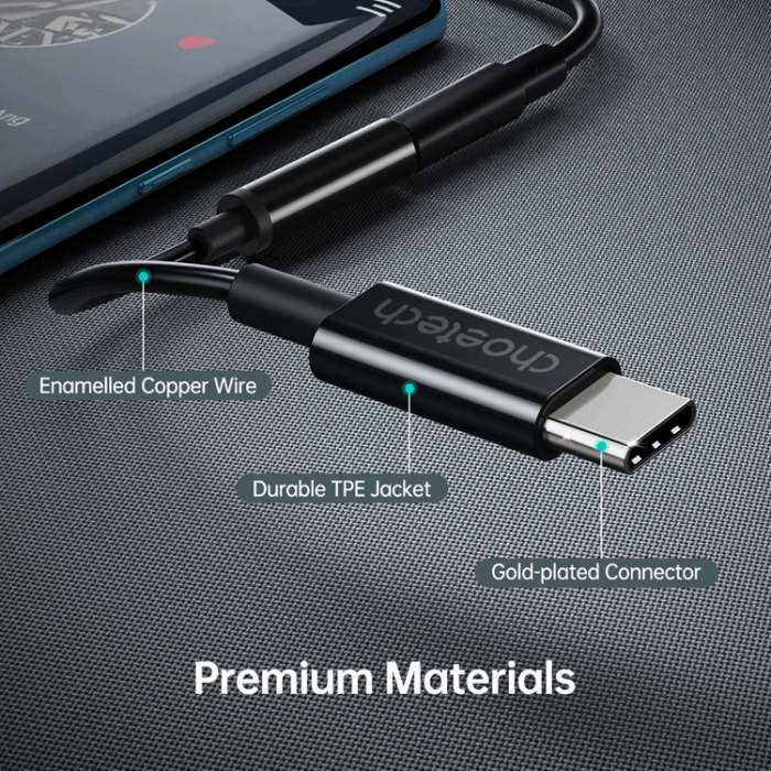 Choetech - Choetech AUX003 USB-C/DC 3.5 mm Ljudadapter - Svart