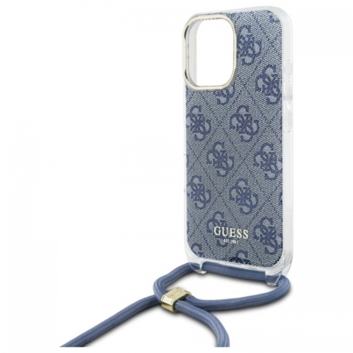 Guess - Guess iPhone 16 Pro Mobilskal Crossbody Cord 4G Print - Bl