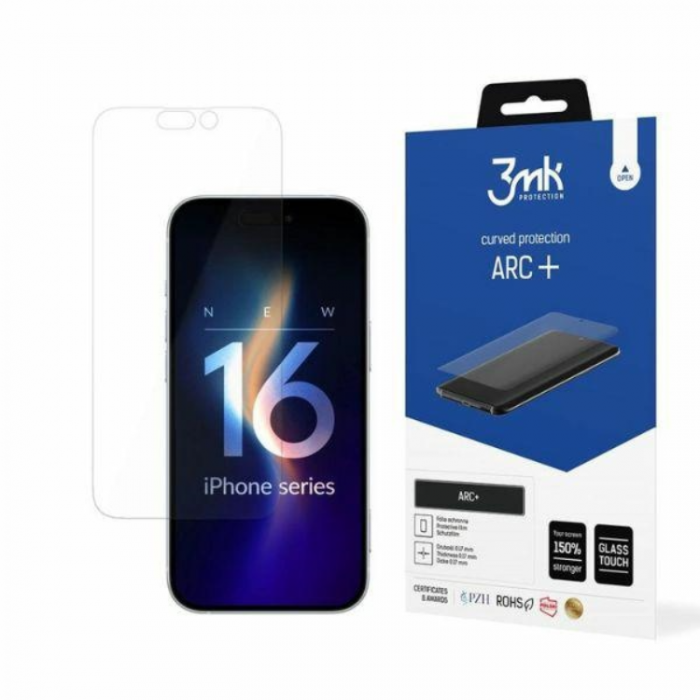 3MK - 3mk iPhone 16 Plus Plastfilm Skrmskydd Arc Plus - Clear