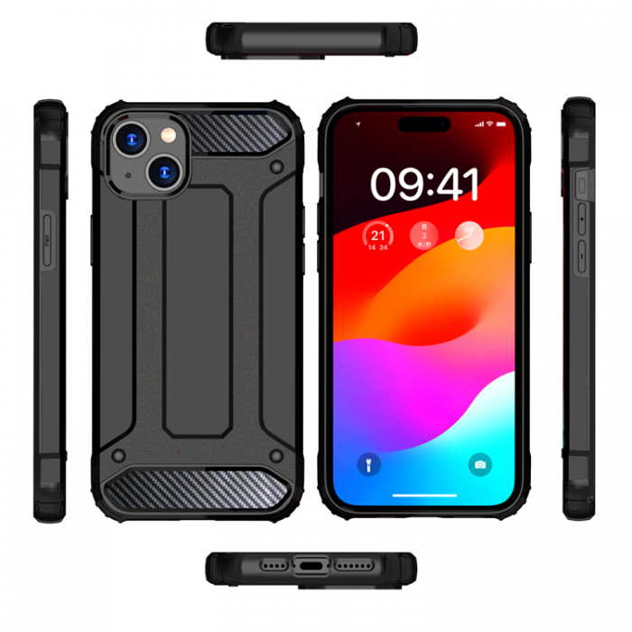 OEM - iPhone 15 Mobilskal Hybrid Armor - Svart