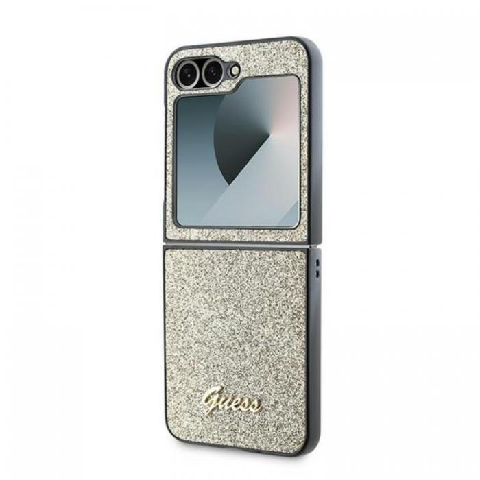 Guess - Guess Galaxy Z Flip 6 Mobilskal 4G Glitter Script - Guld