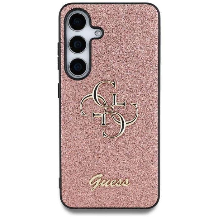 Guess - Guess Galaxy S25 Ultra Mobilskal Fixed Glitter Big 4G Metal Logo - Rosa