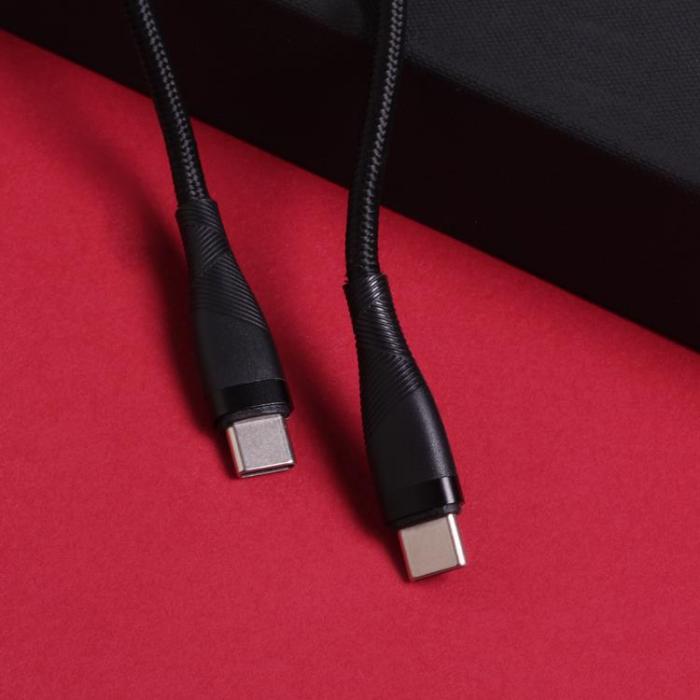 Maxlife - Maxlife USB-C till USB-C kabel 1m 60W MXUC-08 - Svart