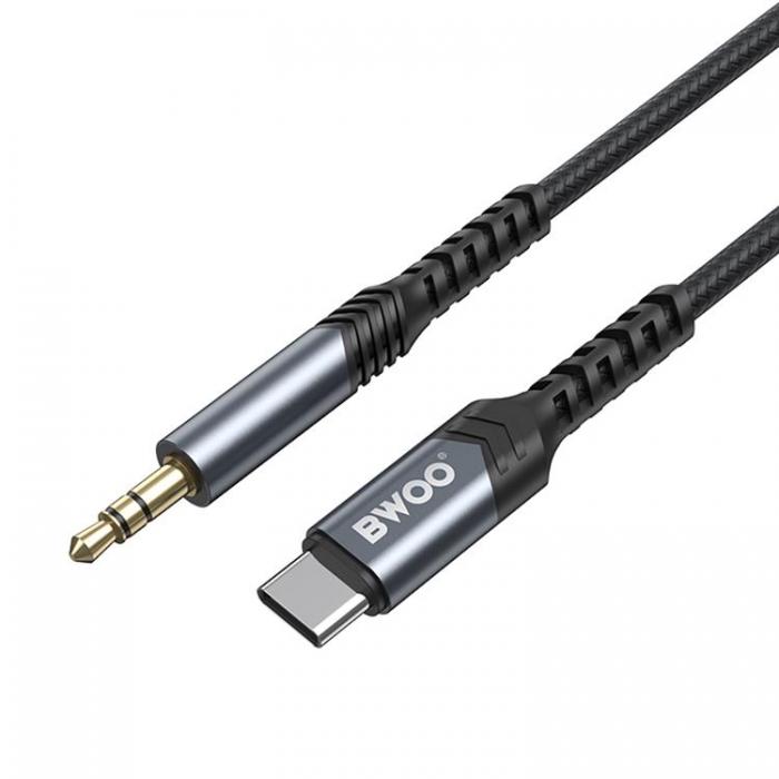 BWOO - BWOO USB-C till Aux Ljudkabel 3.5mm 1.2m - Svart