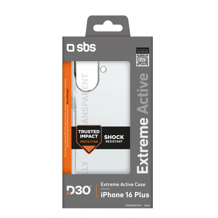 SBS - SBS iPhone 16 Plus Mobilskal Extreme Active D3O - Transparent