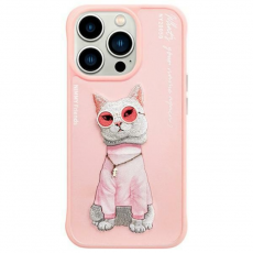 NIMMY - Nimmy iPhone 15 Pro Mobilskal Glasses Cool Cat - Rosa