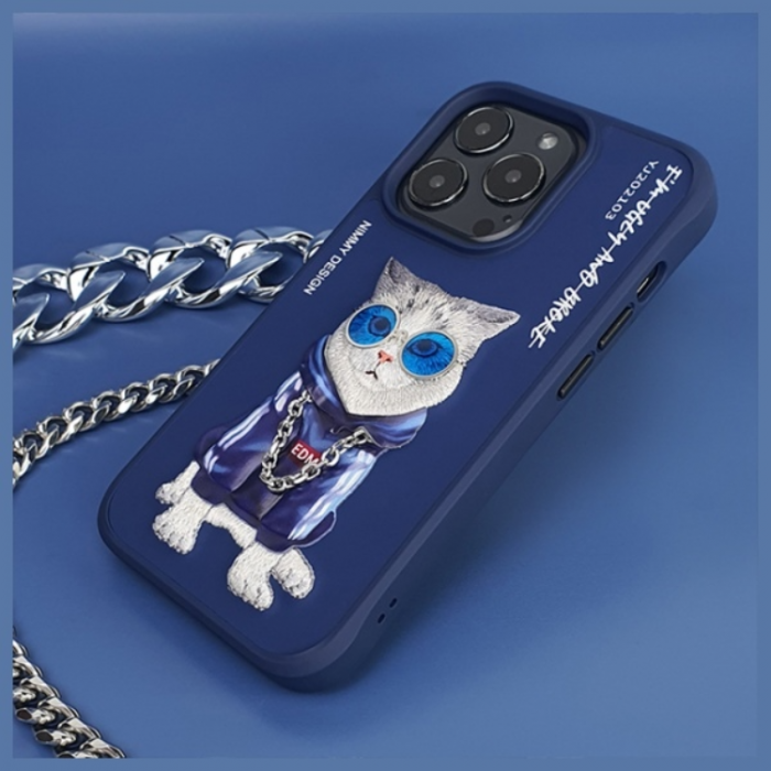 NIMMY - Nimmy iPhone 15 Pro Mobilskal Glasses Cool Cat - Bl