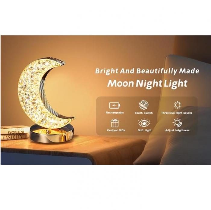 A-One Brand - Crystal Moon Night Light Touch Lampa