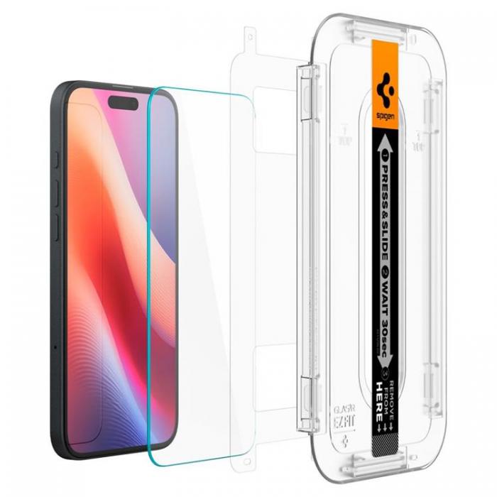 Spigen - [2-Pack] Spigen iPhone 16/15 Hrdat Glas Skrmskydd 'EZ' Fit