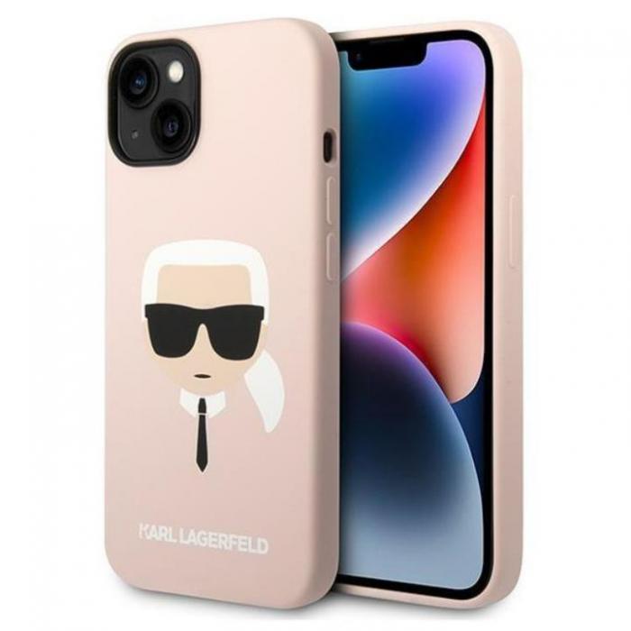 KARL LAGERFELD - Karl Lagerfeld iPhone 14 Plus Skal Czarny Silicone Karl`s Head - Rosa