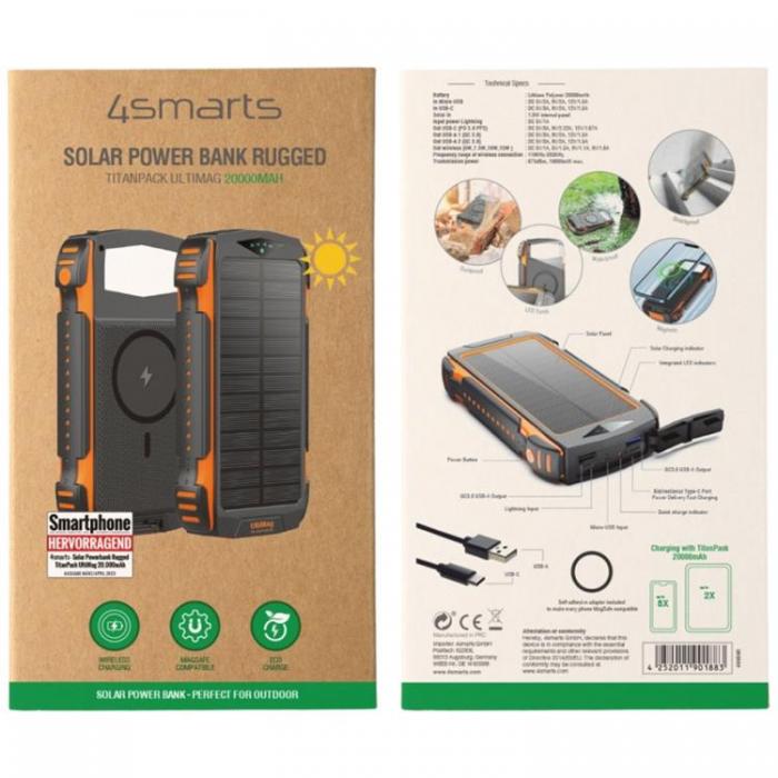 4smarts - 4smarts MagSafe Sol-PowerBank 20000mAh TitanPack Rugged - Svart