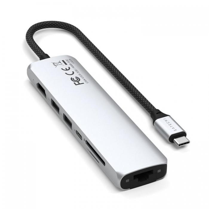 Satechi - Satechi 7-i-1 HUBB USB-C Slim Multiport Adapter med Ethernet - Silver